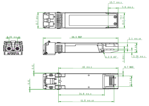 SFP可调光衰减器尺寸图