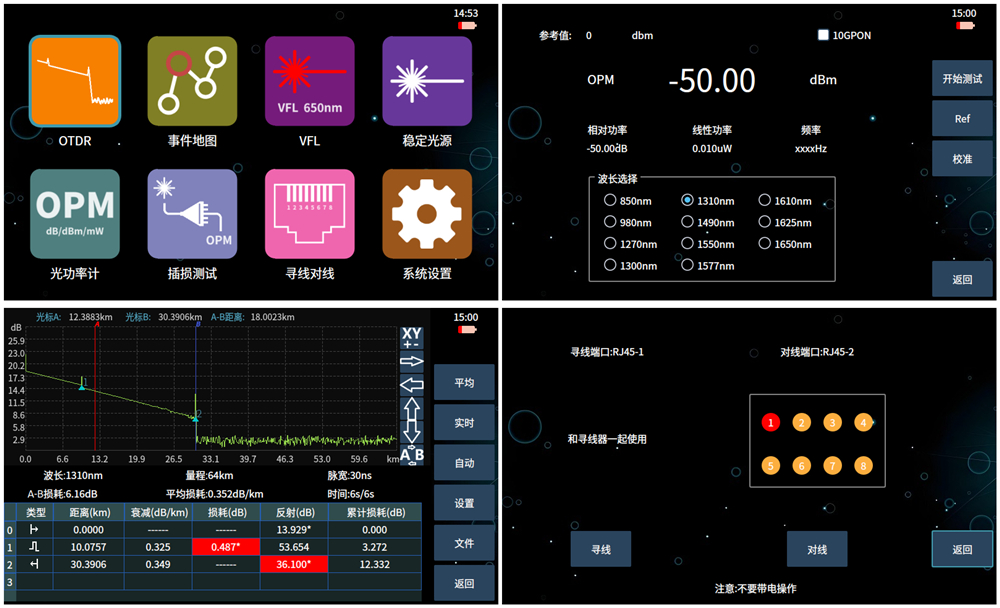 光时域反射仪实测画面 光时域反射仪实测画面